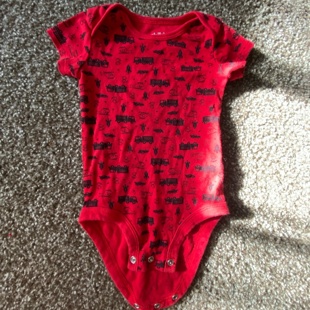 Boys trains planes and cars onesie